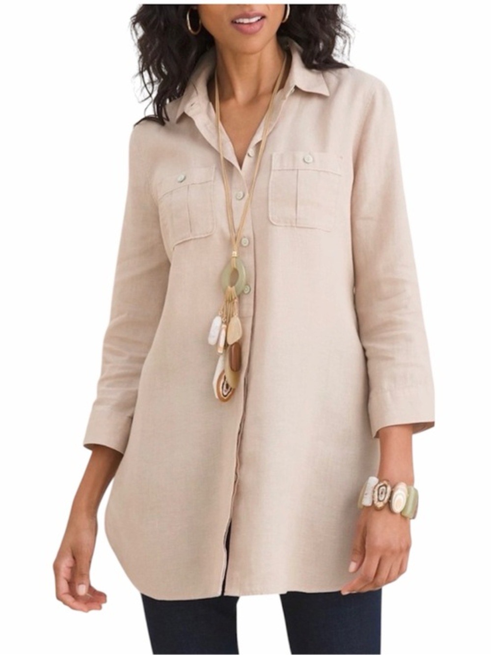 Chico’s No Iron Linen Tunic Shirt